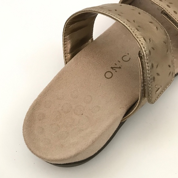 Vionic Randi Orthotic Comfort Slide Sandals Leather Metallic Gold Size 7 - Picture 6 of 16